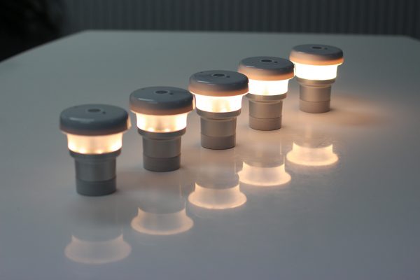 Five up lighted tablepoints on a table